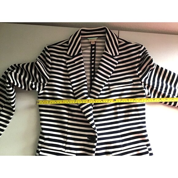 MERONA- WOMENS STRIPE WHITE/NAVY BLAZER ONE BUTTON CLOSURE SIZE MEDIUM - Picture 5 of 7